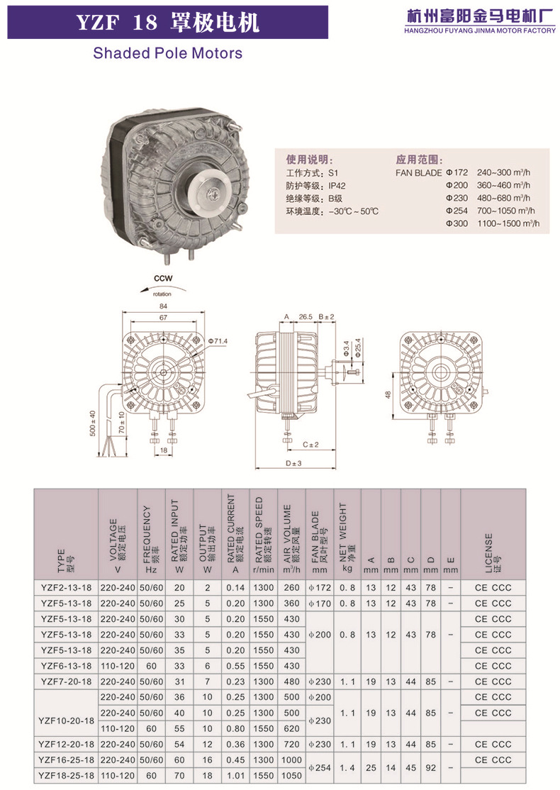 YZF 18 罩极电机